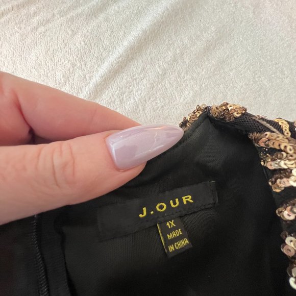 NWOT: J. Our Gold & Black Sequin Dress, Plus Size 1X - Picture 7 of 14